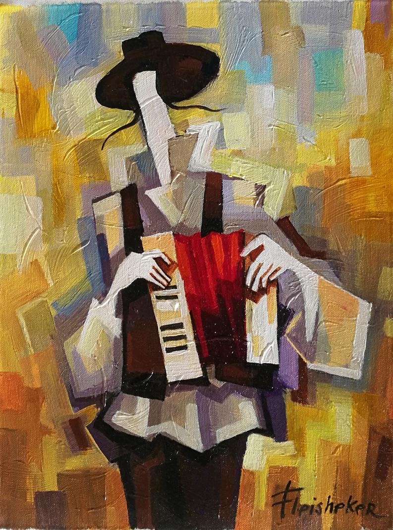 The accordion player by  Izik Fleisheker