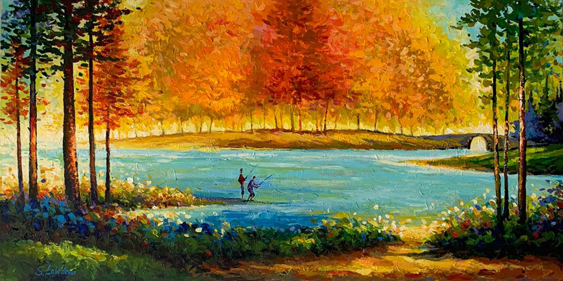 Fishing in Autumn by  Lebedeva