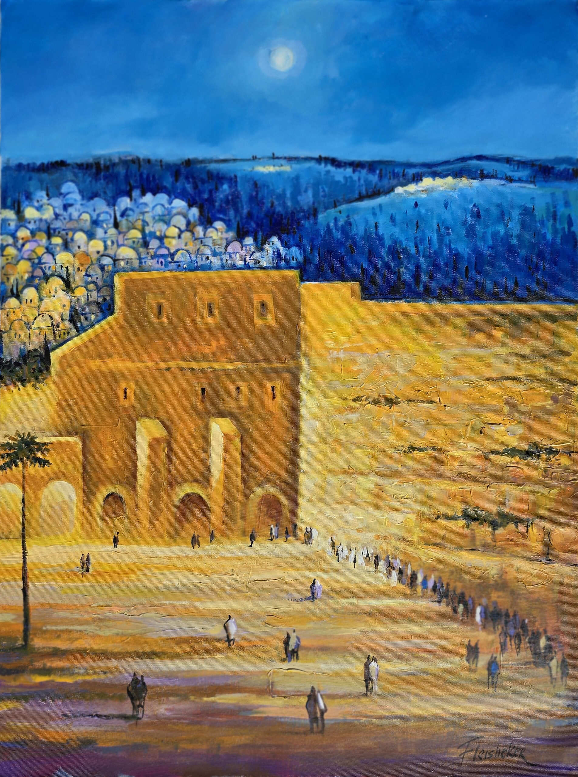 The Kotel at Night by  Fleisheker